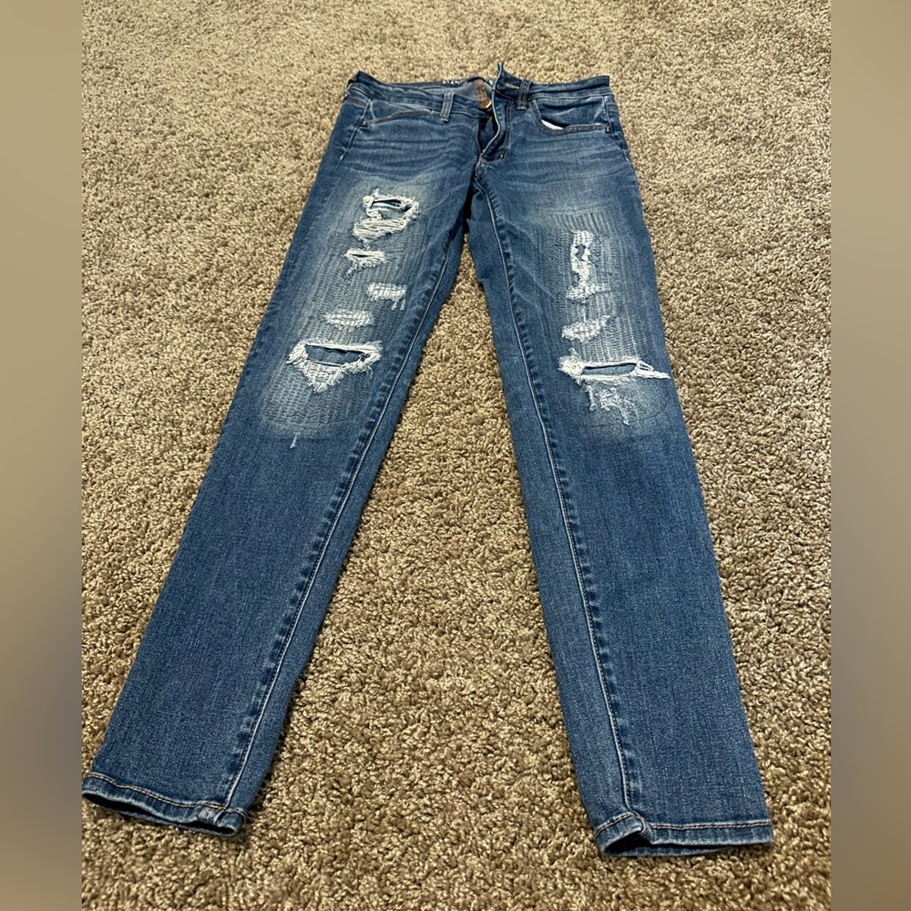 American eagle super stretch jegging denim distressed jean size 6 regular